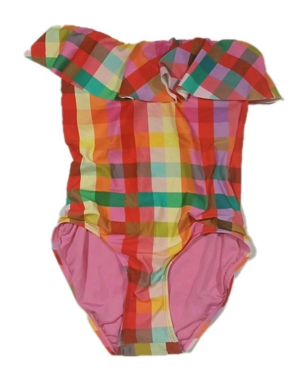 kate spade Multicolor Plaid One-Piece Swimsuit - Pink, Red, Yellow, Green, Blue